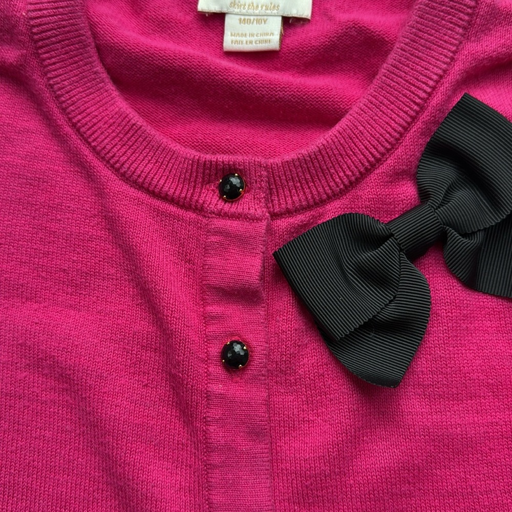 Girls Kate Spade New York button down cardigan magenta hot pink 10 - Picture 3 of 6